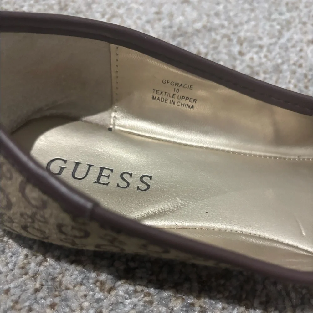 Guess Women's Tan and Brown Logo Flats - Picture 5 of 5